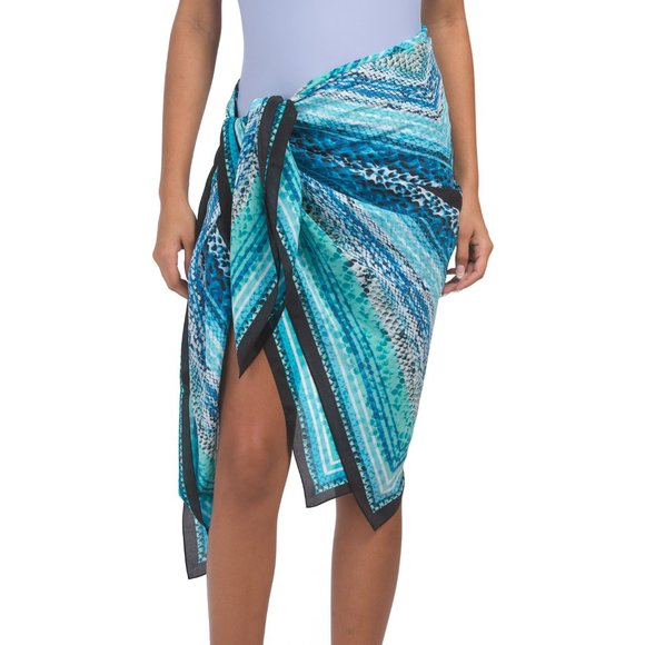 GOTTEX $298 100% SILK $298 Oversized Convertible Snake Charmer Pareo Sarong - Picture 3 of 5